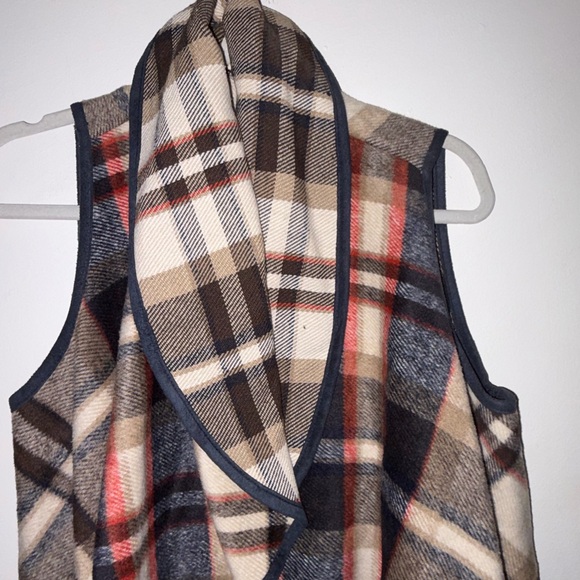 Altar'd State Plaid Vest - Red, Black, Cream - Picture 2 of 4